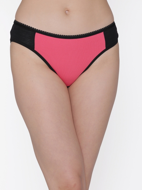 Clovia Women Pink & Black Colourblocked Low Waist Bikini Briefs PN0724A22XL