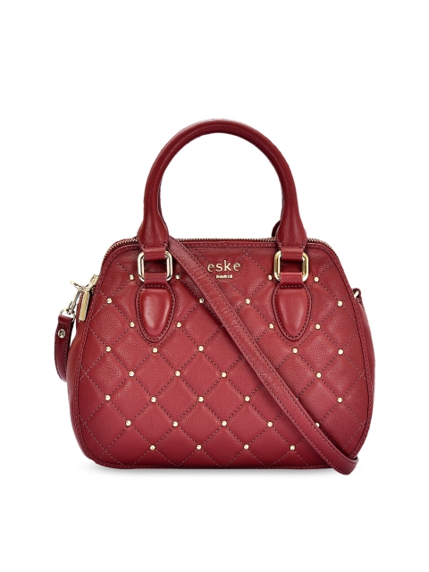Eske Magenta Textured Leather Handheld Bag