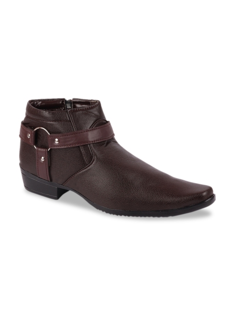FAUSTO Men Brown Solid PU Formal Boots