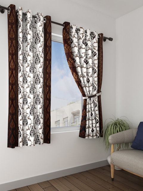 Cortina Brown Set of 2 Printed Window Curtains