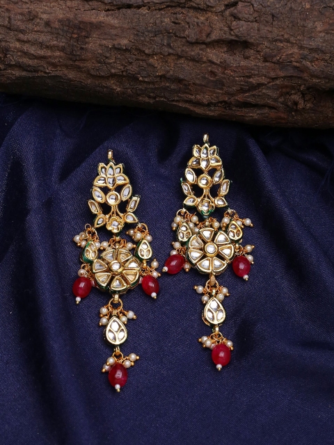 Shoshaa Red Gold-Plated Geometric Drop Earrings