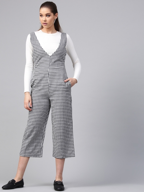 STREET 9 Black & White Checked Culotte Jumpsuit