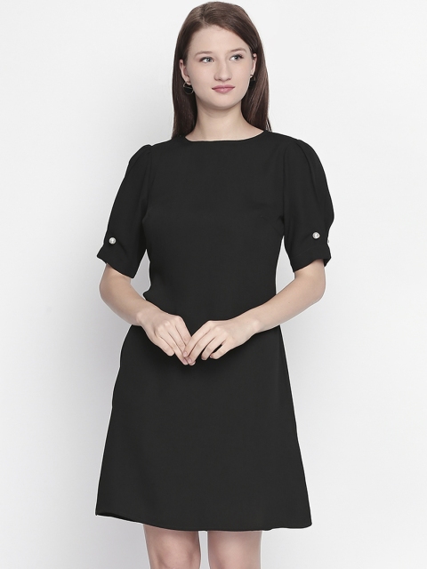 109F Women Black Solid A-Line Dress