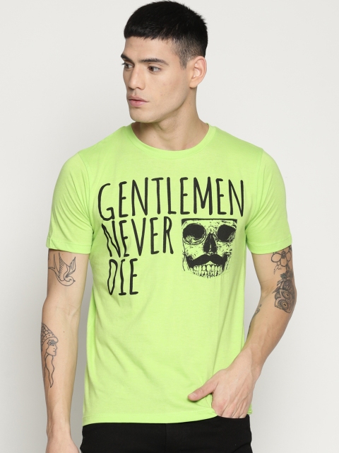 IMPACKT Men Lime Green Printed Round Neck T-shirt