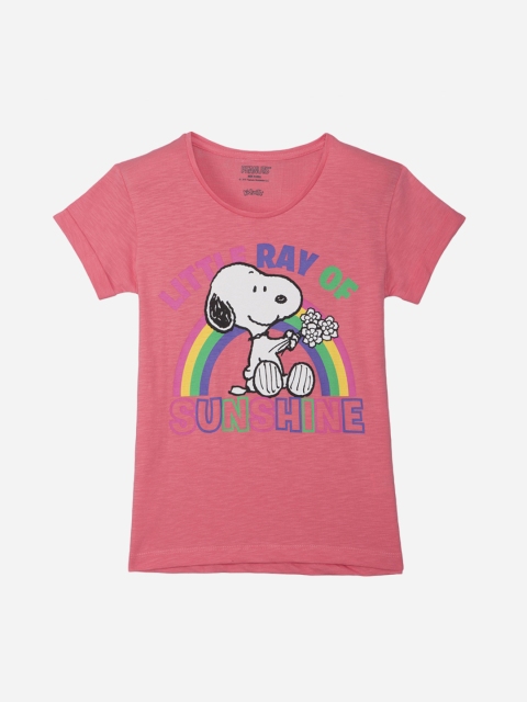 Kids Ville Peanuts featured Pink Tshirt for Girls