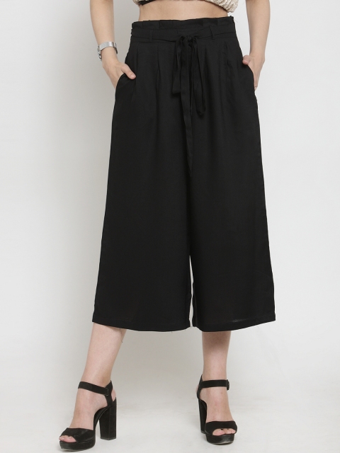Just Wow Women Black Regular Fit Solid Culottes