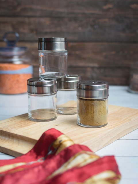 Pasabahce Set of 4 Transparent Glass Salt & Pepper Shakers 155 ml