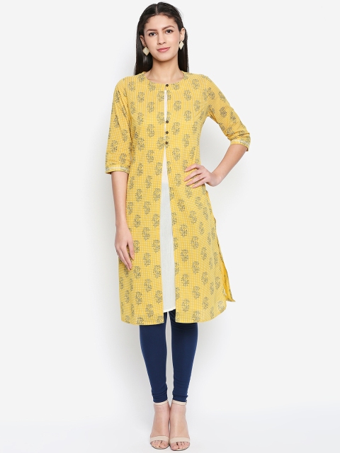 RANGMANCH BY PANTALOONS Women Yellow Floral Printed Straight Kurta