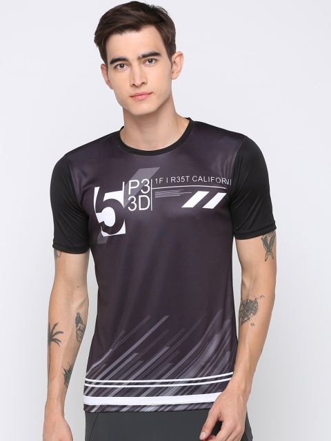 PERFKT-U Men Black Printed Round Neck T-shirt