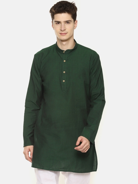 TATTVA Men Green Solid Straight Kurta