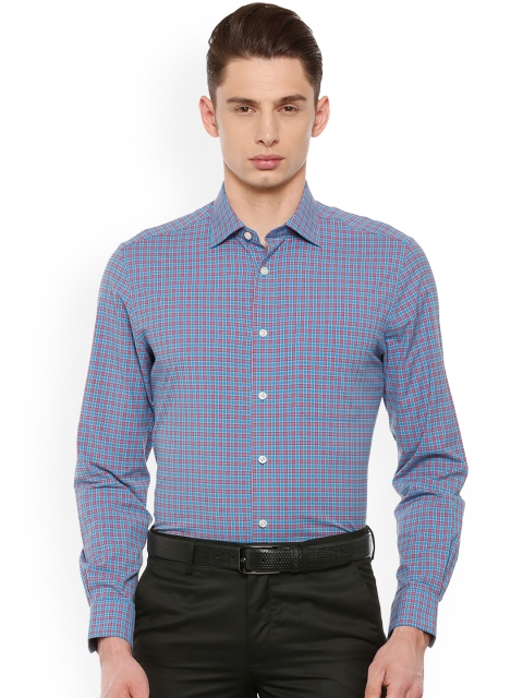 Louis Philippe Men Blue Regular Fit Checked Formal Shirt