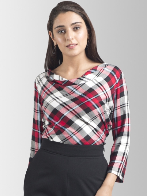 FableStreet Women Red Checked Top