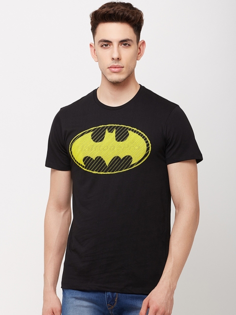 Free Authority Men Black Batman Printed Round Neck T-Shirt