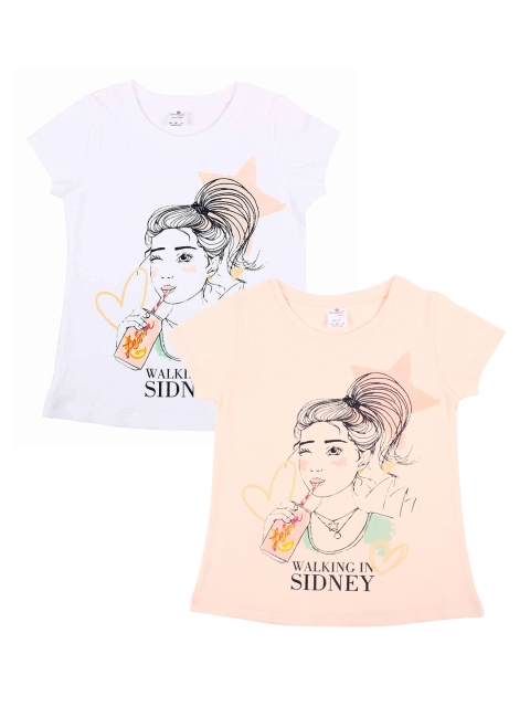 Smarty Girls Pack of 2 Printed Tops, White