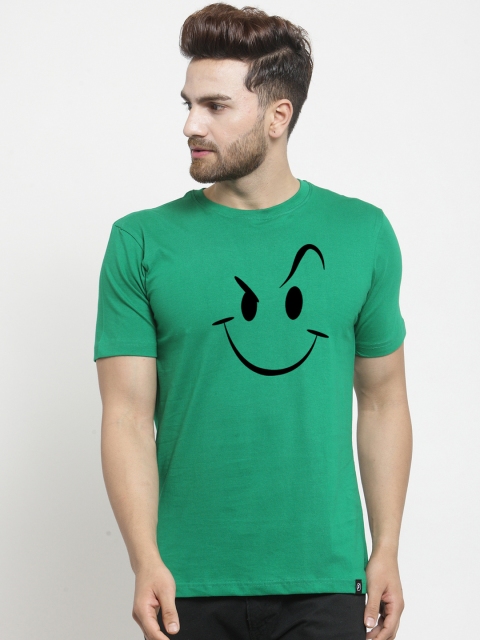 Friskers Men Green Printed Round Neck T-shirt