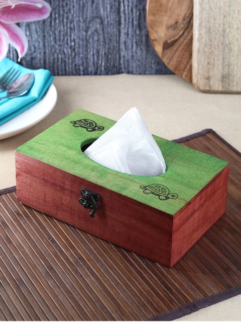 VarEesha Red Printed Wood Tissue Holder