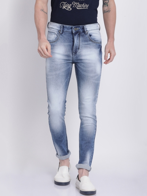 STATLEY Men Blue & White Slim Fit Mid-Rise Clean Look Jeans