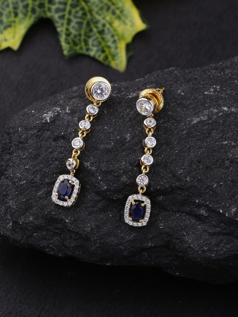Voylla Gold-Toned & White Brass-Plated Handcrafted Geometric Drop Earrings