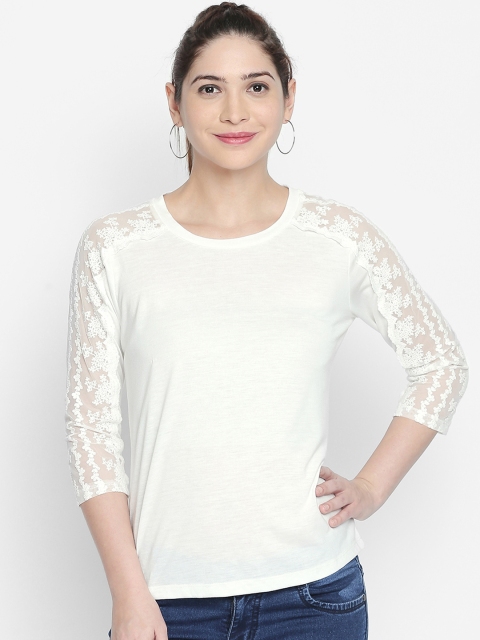Honey by Pantaloons Women White Embellished Top