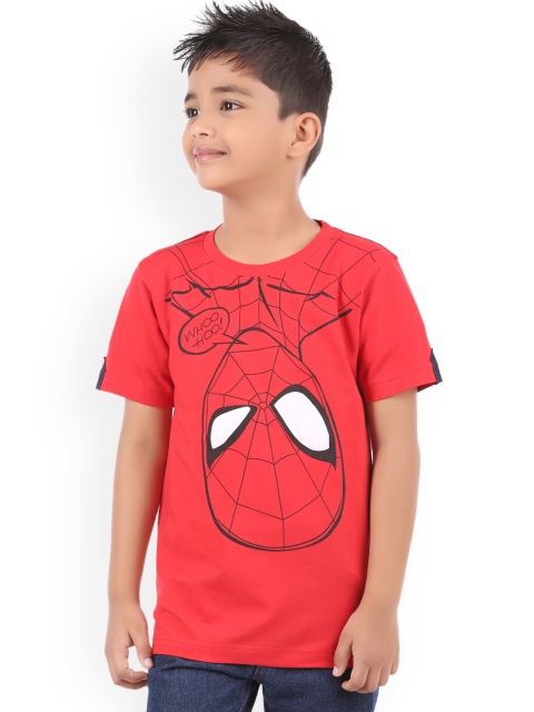 BodyGlove Boys Red Spiderman Printed Round Neck T-shirt