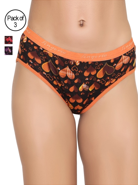 Masha Women Pack of 3 Printed Hipster Briefs PT3PC-2, Red