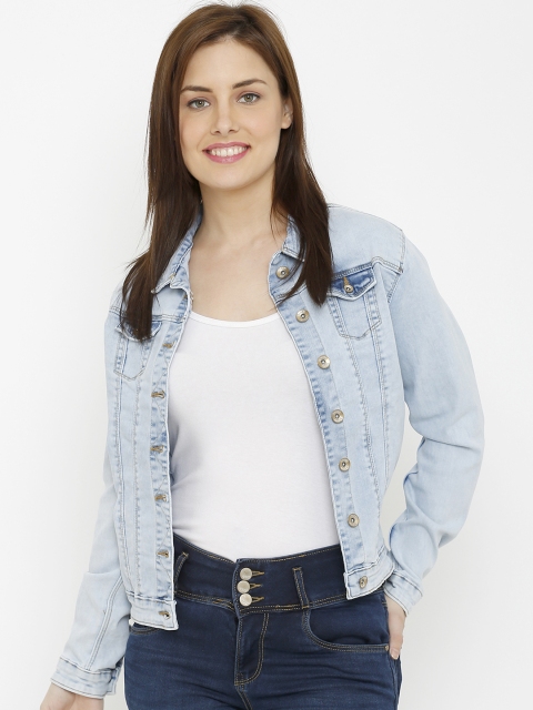 Kraus Jeans Women Blue Washed Denim Jacket