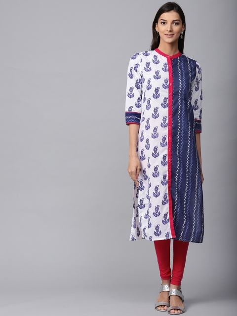 Jaipur Kurti Women Blue Printed Straight Kurta