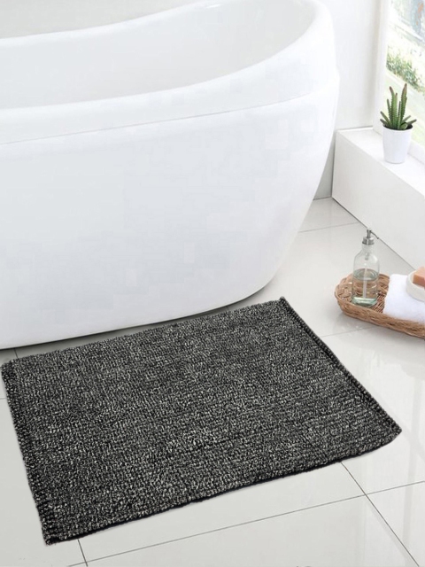 Saral Home Unisex Black Anti-Skid Bath Rug