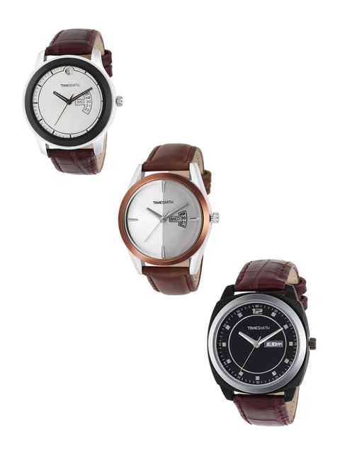 TIMESMITH Men Set of 3 Analogue Watches TSC-001-002-015, White