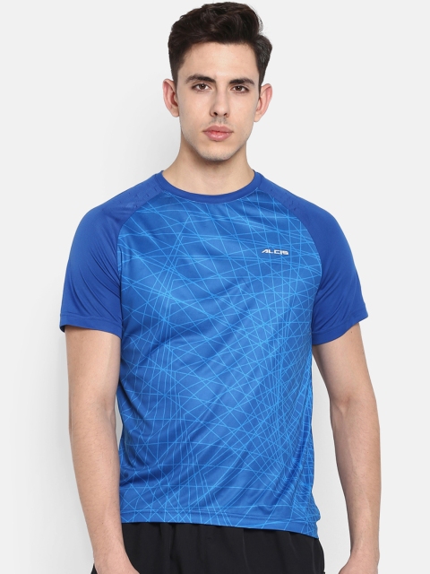 Alcis Men Turquoise Blue Printed Round Neck T-shirt