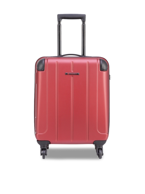 Teakwood Leathers Red Textured Cabin Trolley Bag