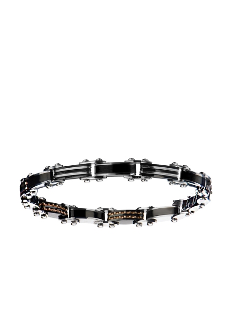 Inox Jewelry Black Stainless Steel Reversible Adjustable Link Bracelet