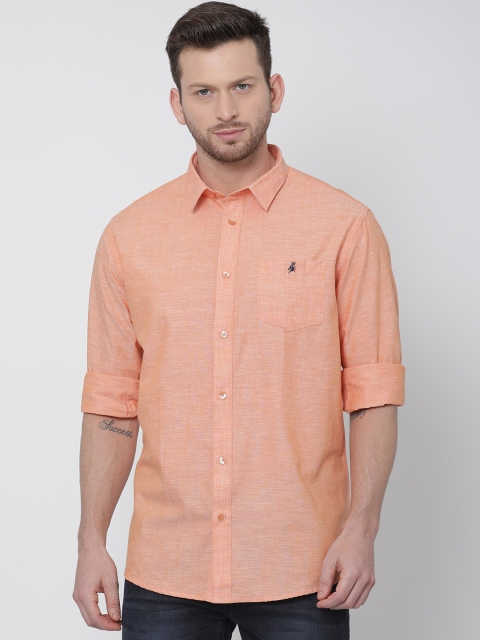 Khoday Williams Men Orange Regular Fit Solid Casual Shirt