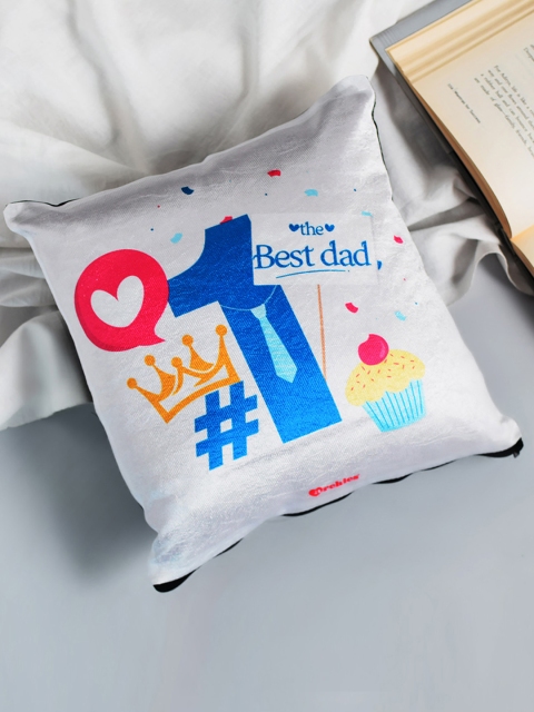 Archies White Printed Square Cushion