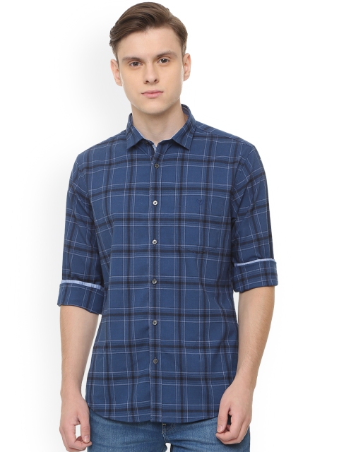 Van Heusen Sport Men Blue Slim Fit Checked Casual Shirt