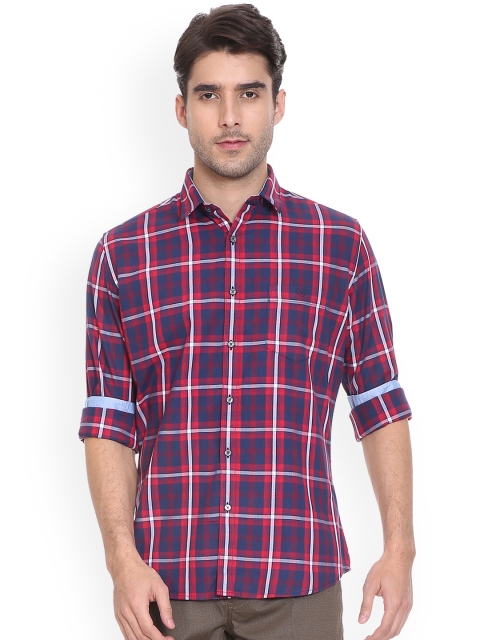 Van Heusen Sport Men Blue & Red Slim Fit Checked Casual Shirt