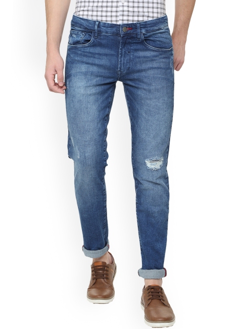 Solly Jeans Co. Men Blue Skinny Fit Mid-Rise Low Distress Stretchable Jeans