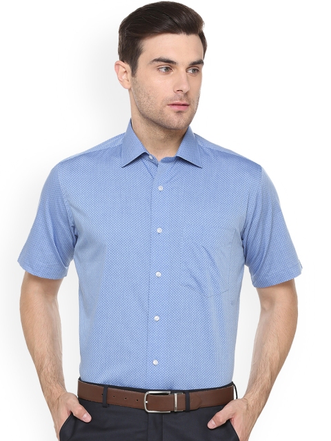 Van Heusen Men Blue Regular Fit Printed Formal Shirt