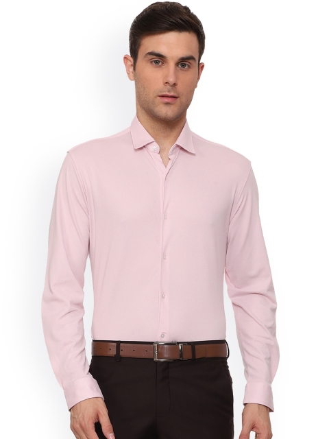 Van Heusen Men Pink Slim Fit Self Design Formal Shirt