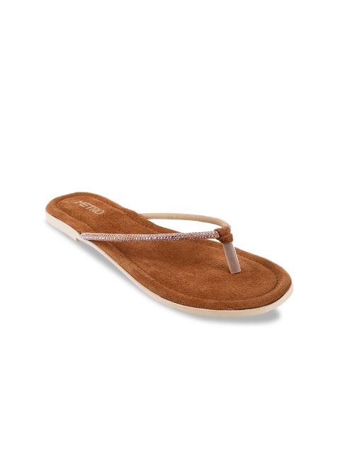Metro Women Tan Brown Solid Open Toe Flats