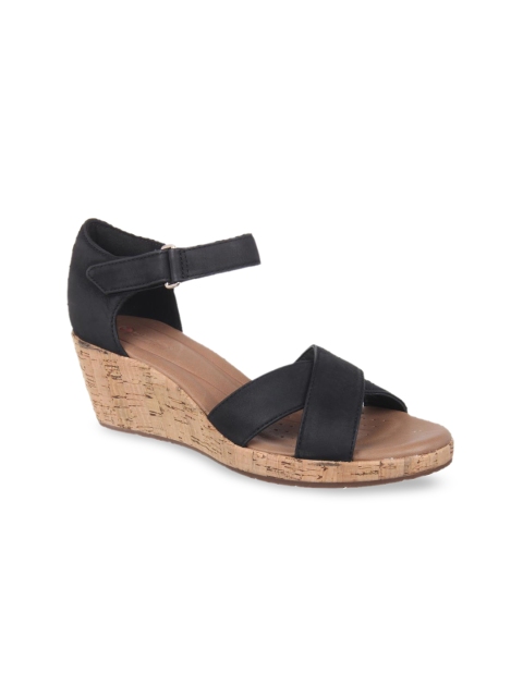 Clarks Women Black Solid Sandals