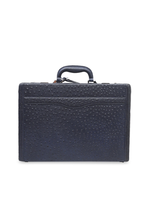 Da Milano Men Navy Blue Textured Leather Laptop Bag