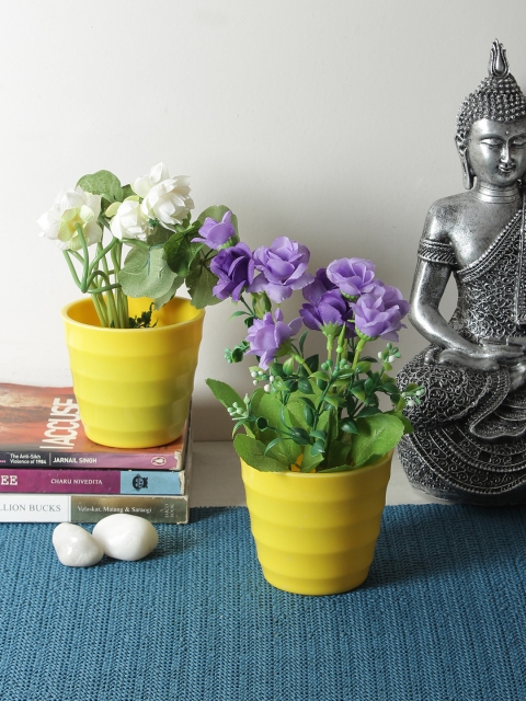 House Of Accessories Set of 2 Purple & White Artificial Plants With Pots