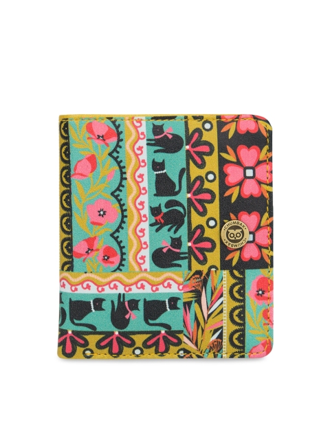 Chumbak Women Yellow & Pink Printed Two Fold Wallet