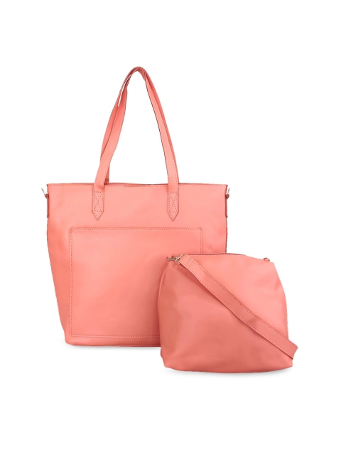 Toteteca Women Peach-Coloured Solid Shoulder Bag With Pouch