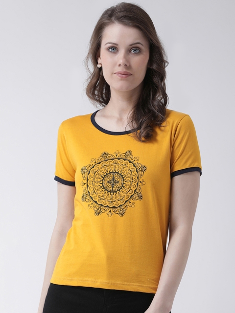 The Dry State Women Yellow Printed Pure Cotton Top