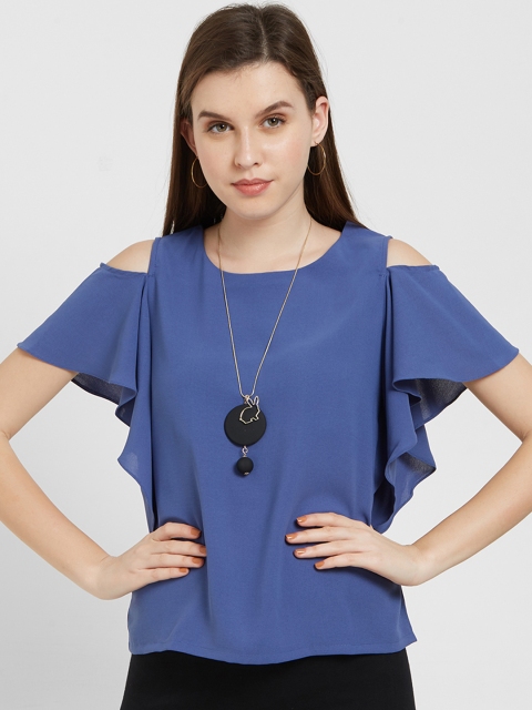 Soie Women Blue Solid Top