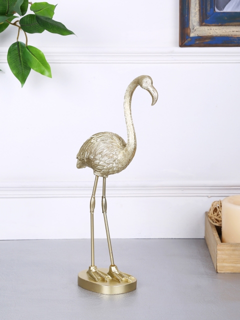 TAYHAA Gold-Toned Resin Flamingo Showpiece