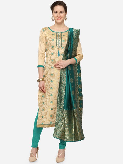 Blissta Beige & Green Silk Blend Unstitched Dress Material 
Blissta Beige & Green Silk Blend Unstitched Dress Material