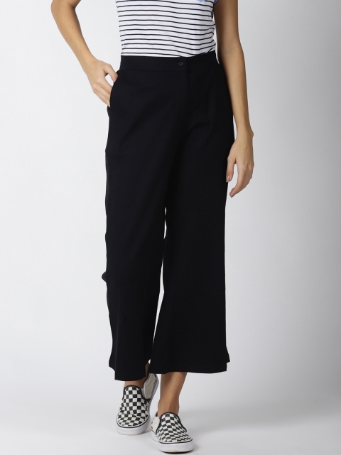 Blue Saint Women Black Slim Fit Solid Culottes